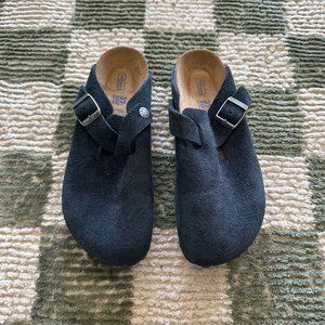 Navy Blue Birkenstock Clogs - Boston Soft Footbed